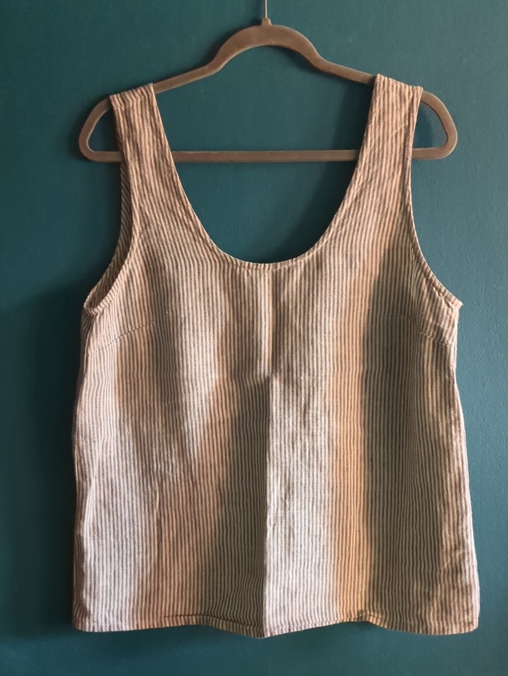 notPERFECTLINEN 100% Linen Porto Tank Top Grey/Natural